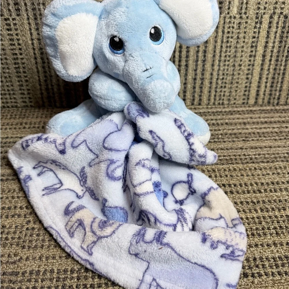 Charming Blue Elephant Plush with Blanket lovey toy